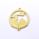 Rabbit Scene Gold Tone Connector Pendant
