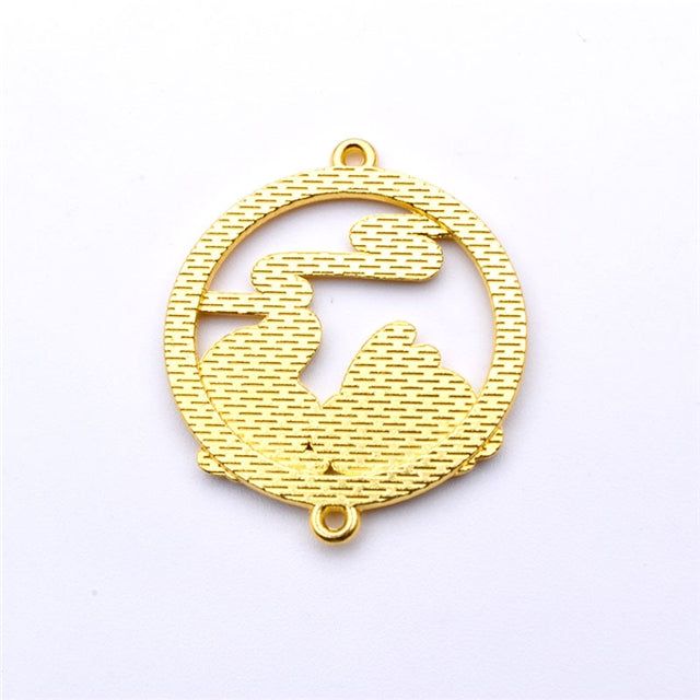 Rabbit Scene Gold Tone Connector Pendant