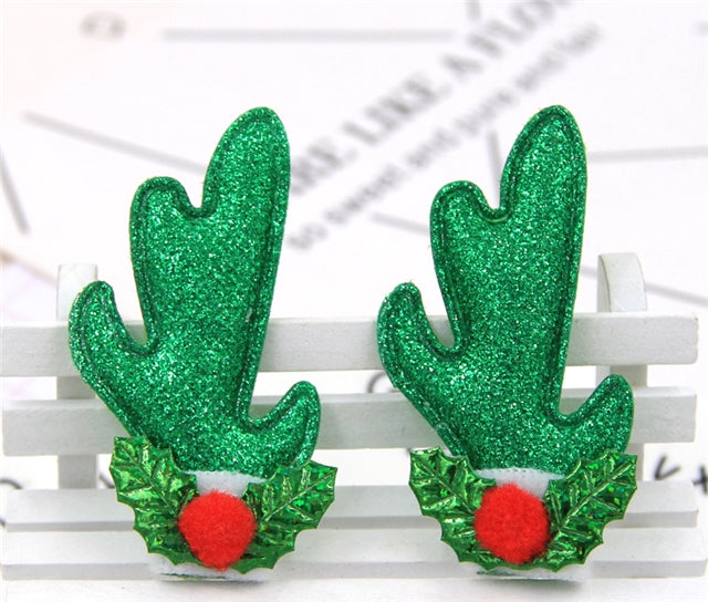 Green Glitter Holly Antlers