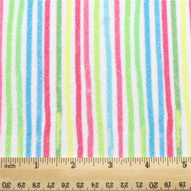 Spring Stripes Fine Glitter Stretchy Fabric Sheet