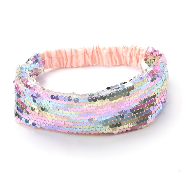 9.75" Pastel Rainbow Mermaid Sequin Headband