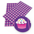 Pink and Purple Cupcakes Faux Leather Sheet