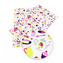 White Tea Party Faux Leather Sheet