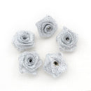 1" Silver Metallic Ribbon Rose
