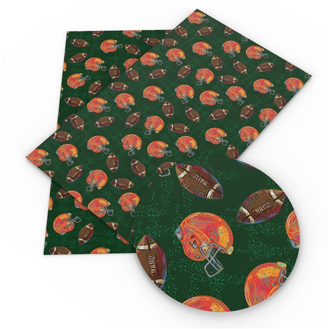 Watercolor Football Faux Leather Sheet