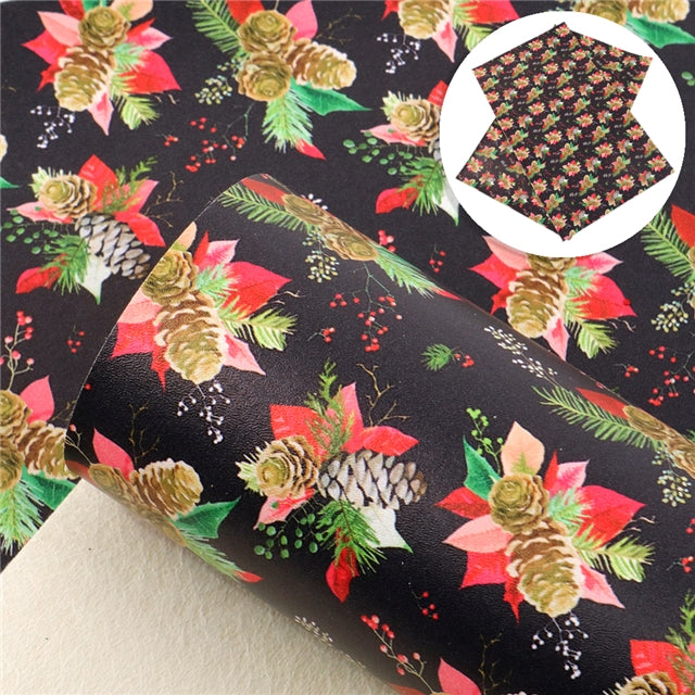 Christmas Pinecone Smooth Faux Leather Sheet