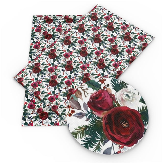 Christmas Roses Faux Leather Sheet