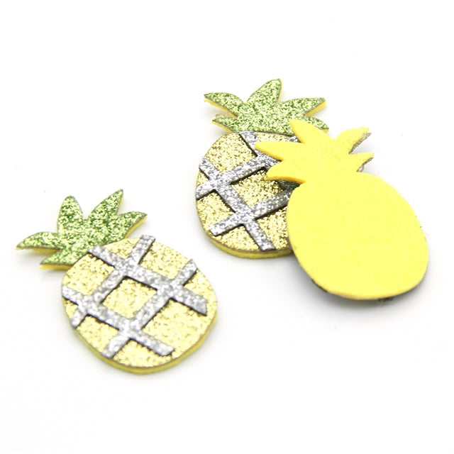 Glitter Pineapple Felt Applique - Pack of 5