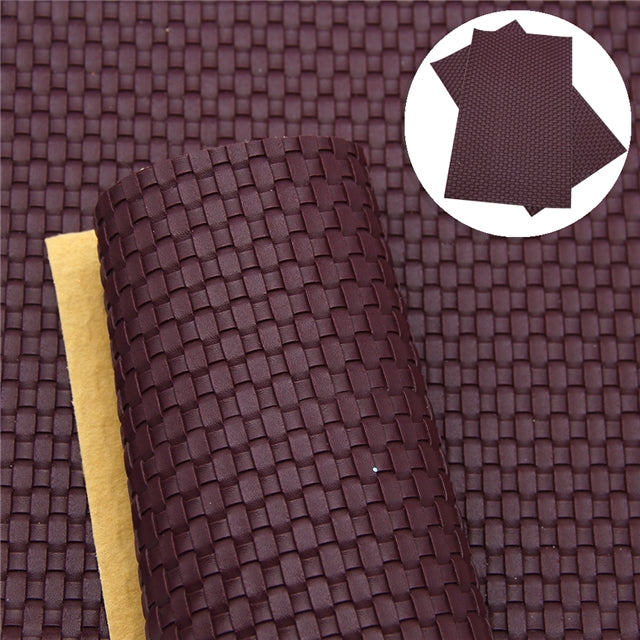 Wine Red Woven Faux Leather Sheet