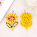 Yellow Sunflower Doodle Acrylic Charm