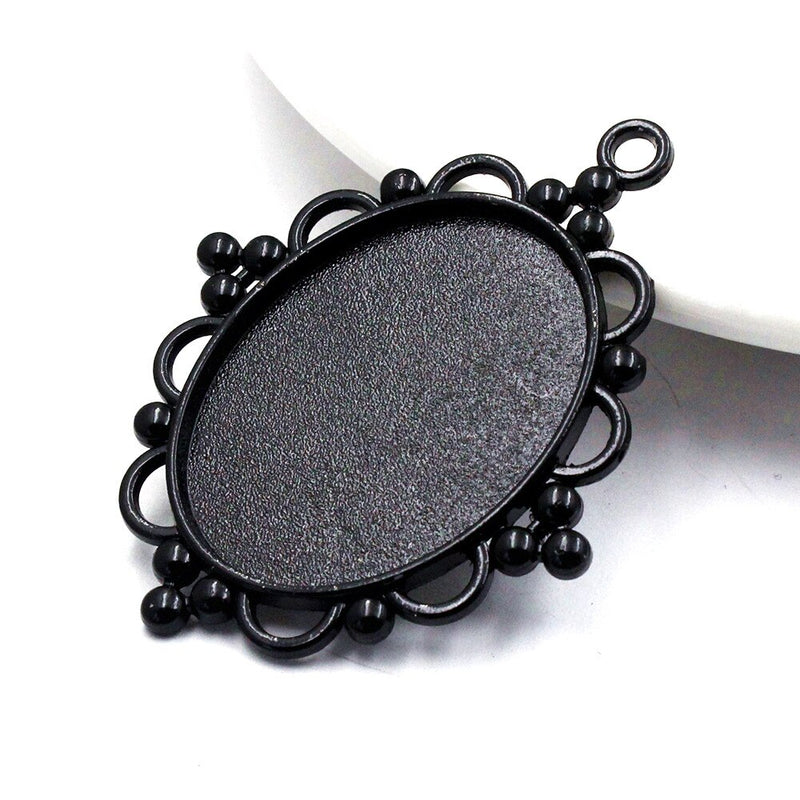 39mm x 29mm Black Oval Pendant Bezel