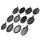 39mm x 29mm Black Oval Pendant Bezel