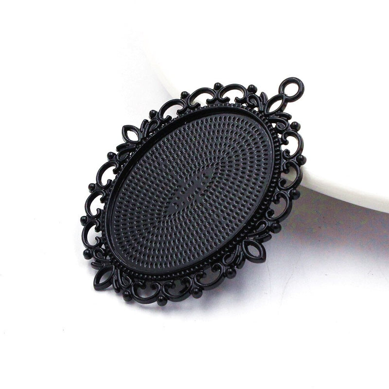 39mm x 29mm Black Oval Pendant Bezel