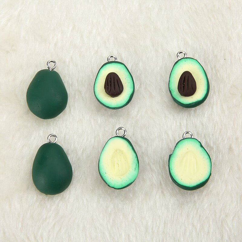 Clay Avocado Charm Set (2 per set - 1 with seed, 1 without)