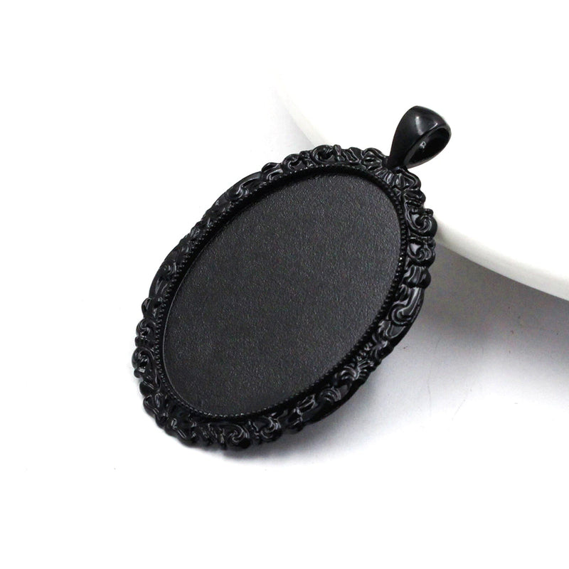 39mm x 29mm Black Oval Pendant Bezel