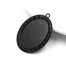 39mm x 29mm Black Oval Pendant Bezel