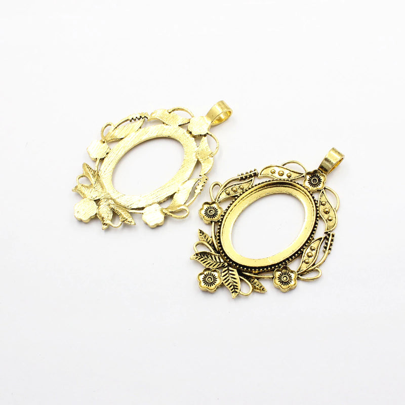 39mm x 29mm Floral Oval Pendant Bezel