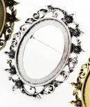 39mm x 29mm Floral Oval Pin Back Pendant Bezel