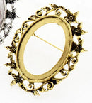 39mm x 29mm Floral Oval Pin Back Pendant Bezel