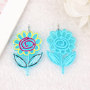 Blue Sunflower Doodle Acrylic Charm