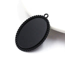 39mm x 29mm Black Oval Pendant Bezel