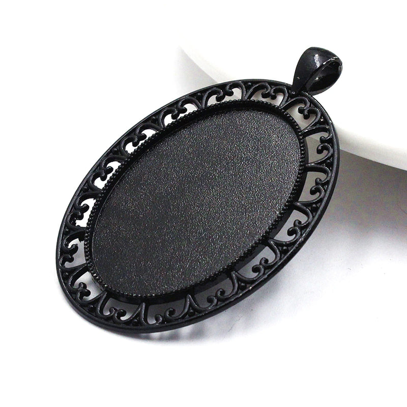 39mm x 29mm Black Oval Pendant Bezel