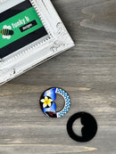 Blue Floral Circle Acrylic Charm