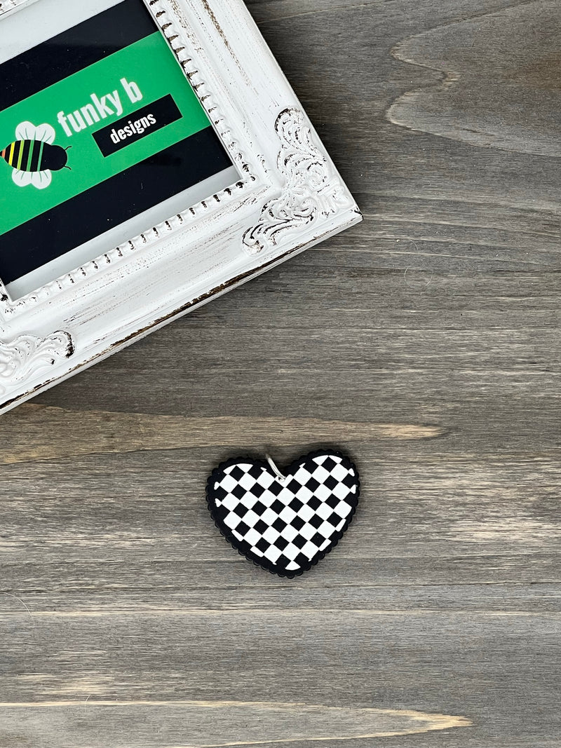 Checkerboard Heart Acrylic Charm
