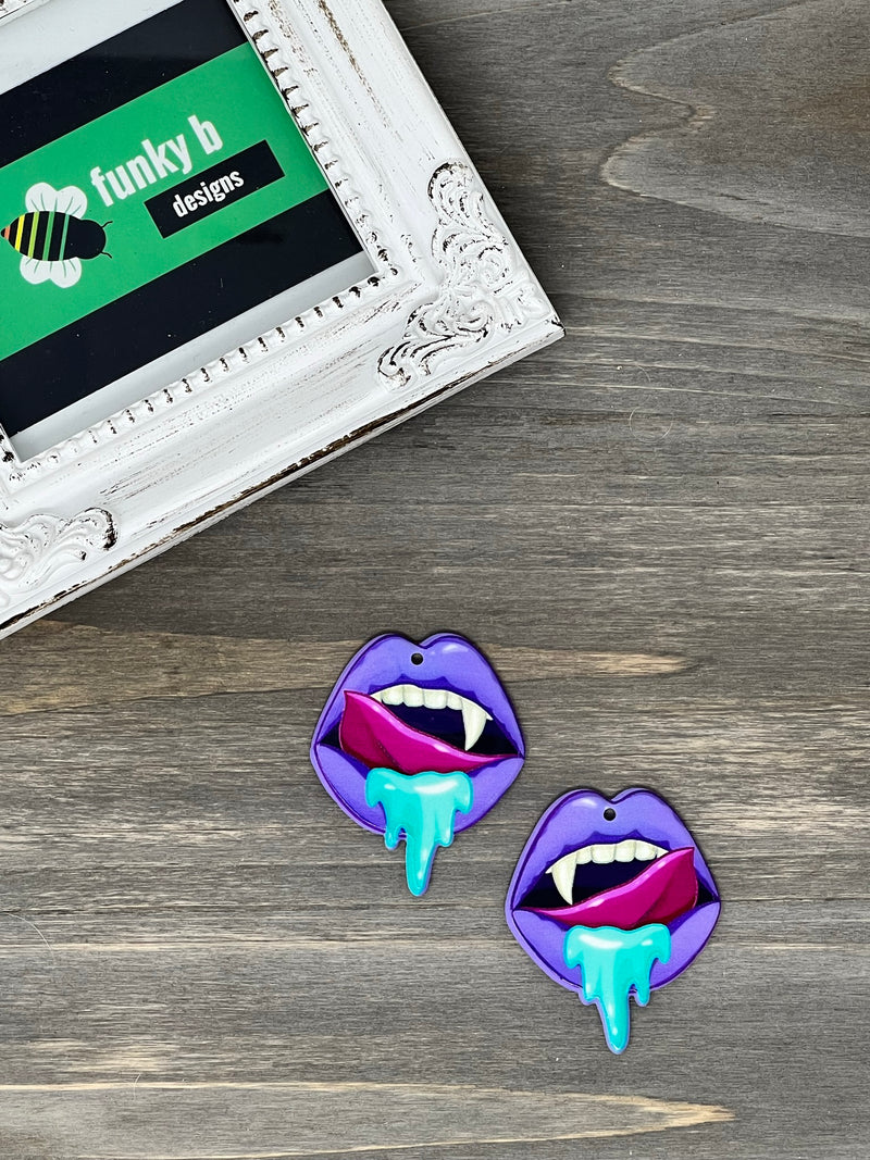 Purple Vampire Lips Acrylic Charm