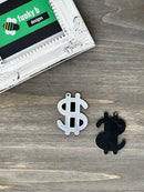 Silver Mirrored Dollar Sign Acrylic Charm