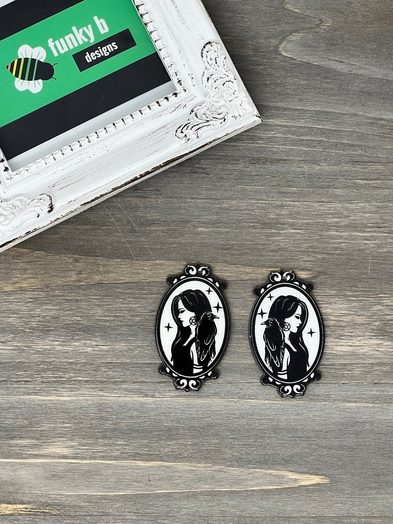 Witch and Raven Cameo Acrylic Charm