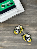 Butterfly and Sunflowers Skull Acrylic Charm