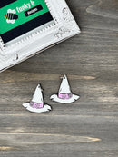 Pink and White Witch Hat Acrylic Charm