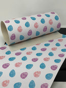 White Easter Eggs Faux Leather Sheet