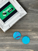 Blue and Pink Abstract Circle Acrylic Charm