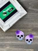 Purple Floral Skull Acrylic Charm