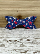 Patriotic Stars Faux Leather Bow - Pack of 2