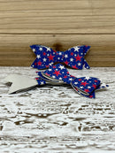 Patriotic Stars Faux Leather Bow - Pack of 2