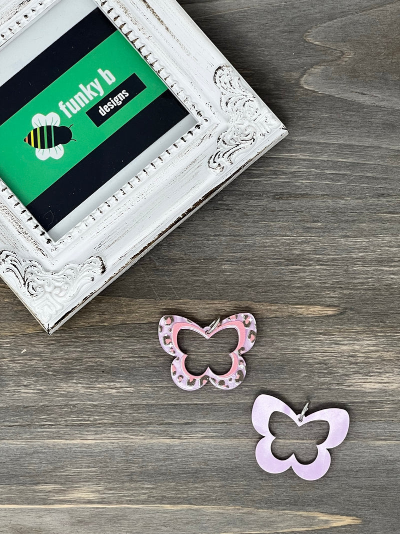 Pink Leopard Butterfly Acrylic Charm