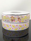7/8” USDR Bananas For You Ribbon - White