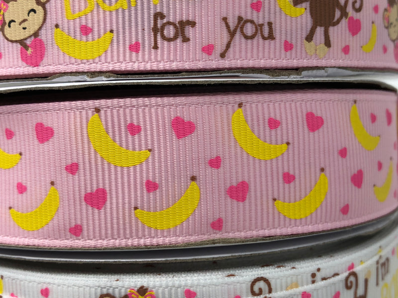7/8” USDR Bananas For You Ribbon - Pearl Pink