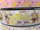 7/8” USDR Bananas For You Ribbon - White