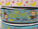 7/8” USDR Bananas For You Ribbon - Ocean Blue