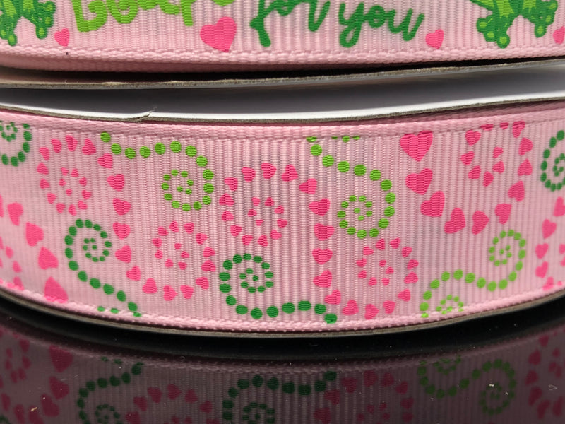 7/8” USDR My Heart Leaps Ribbon - Pearl Pink