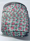 Roses and Blue Stripes Fold Over Elastic