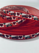 3/8" Valentine's Day Trucks Ribbon