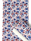 Red and Blue Flowers Faux Leather Sheet