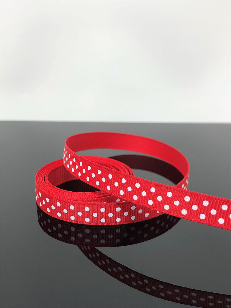 3/8” Red Swiss Dot Ribbon