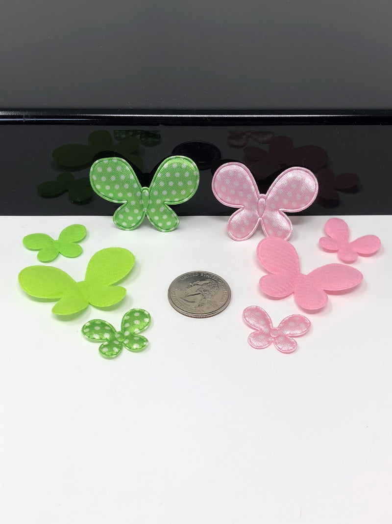 Pink and Green Butterfly Applique Set