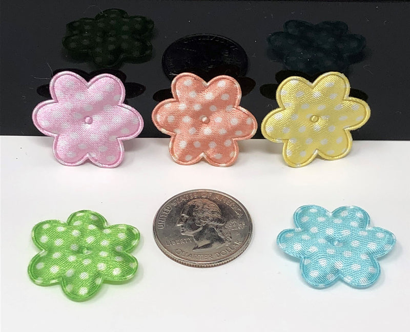 Polka Dot Flower Applique Set - Pack of 5